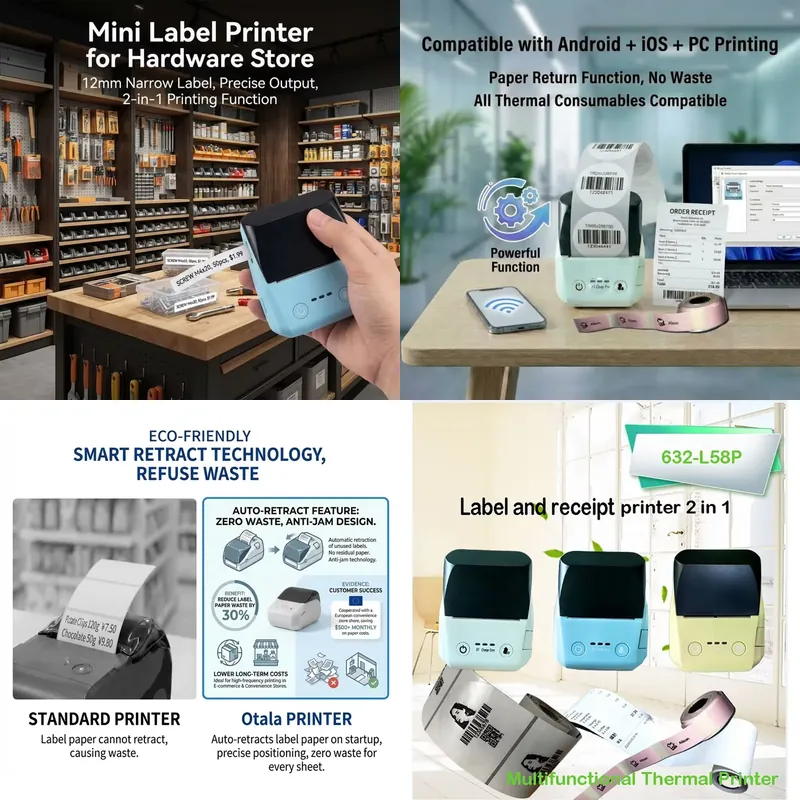 Barcode Printer - Mini 58mm thermische draagbare bonnen- en